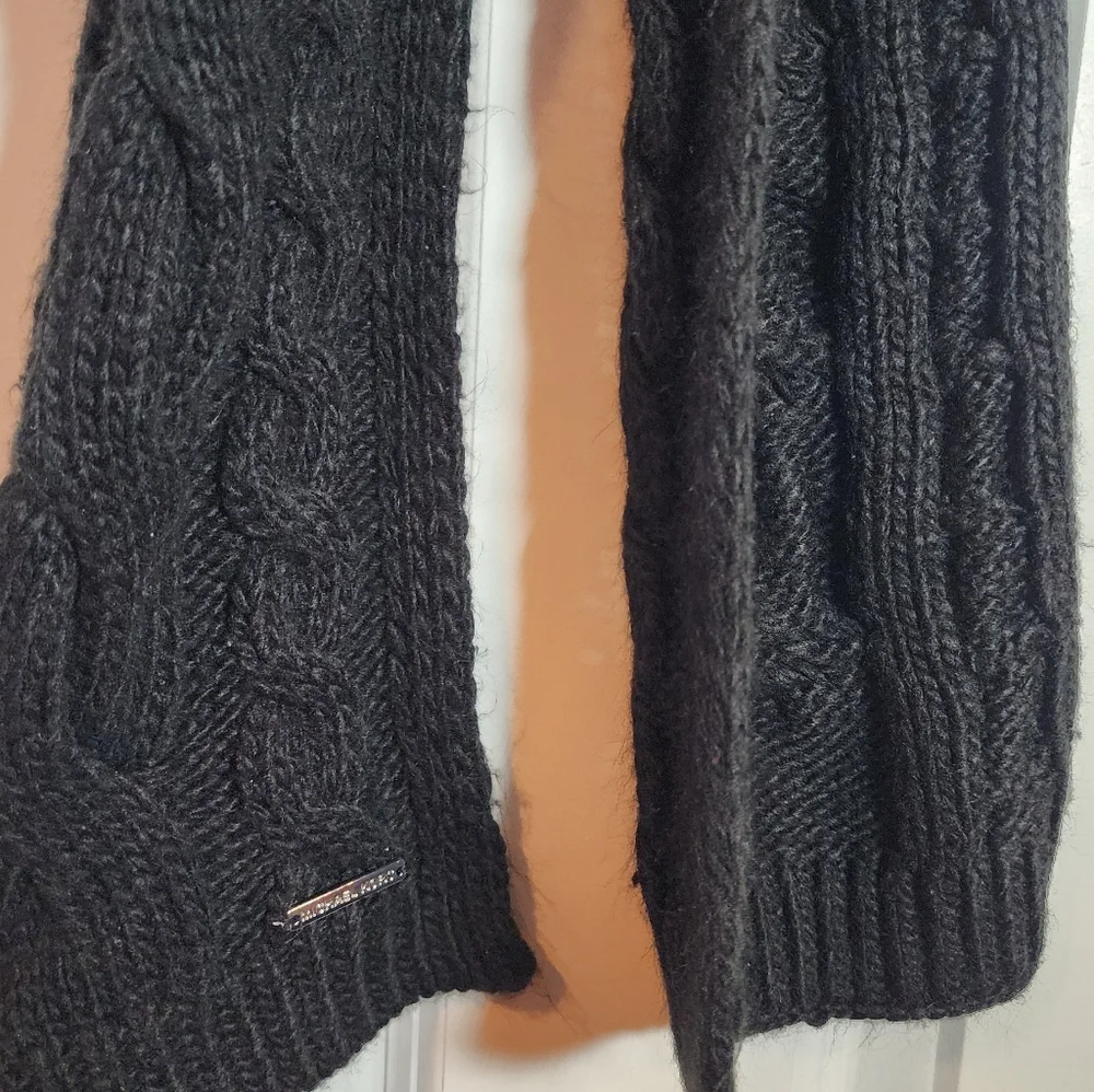 Michael Kors Black Cable Knit Scarf